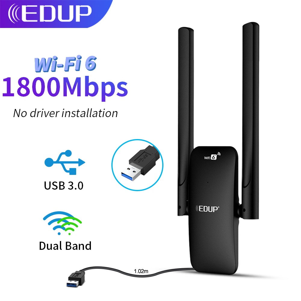 EDUP  6 USB ,   USB 3.0 ̴  Ʈũ ī,  7, 10, 11 ,  , 1800Mbps, 5.8Ghz, 2.4GHz